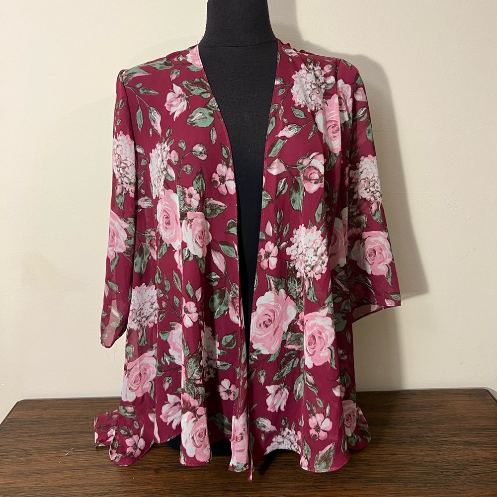 Elizabeth Williams mesh floral overcoat